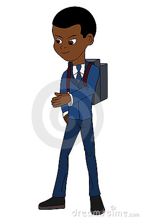School Kid In Uniform Illustration Carrying A Backpack Offering A