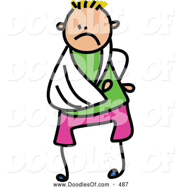 Vector Clipart Of A Cute Blond Boy With His Arm In A Sling By Prawny