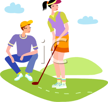 Young People Playing Golf   Royalty Free Clipart Image