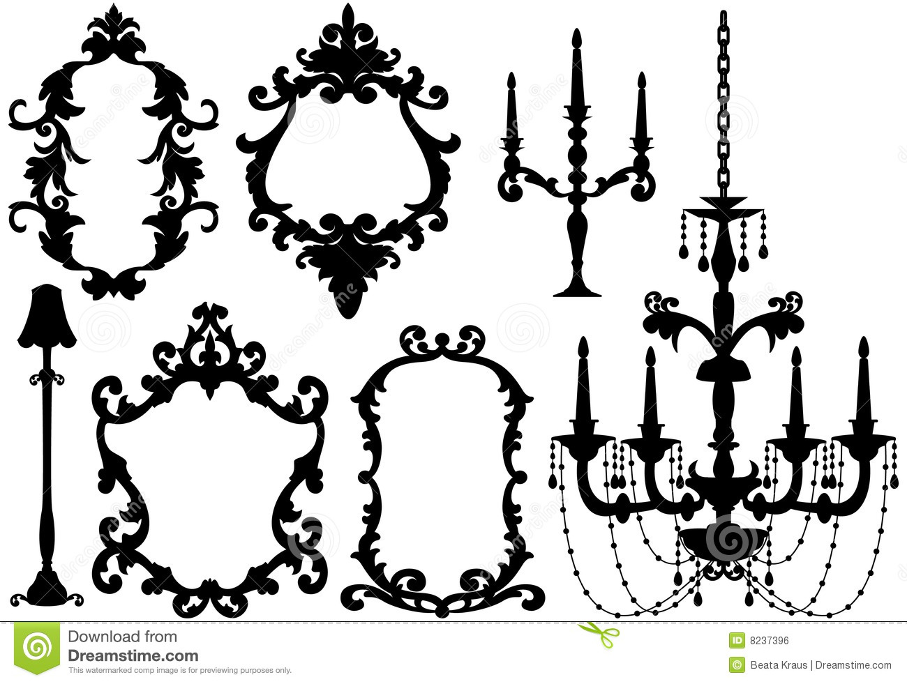 Antique Picture Frames And Chandelier Royalty Free Stock Image   Image