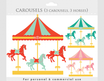 Carousel Clipart   Merry Go Round Clip Art Carnival Clip Art Fair    