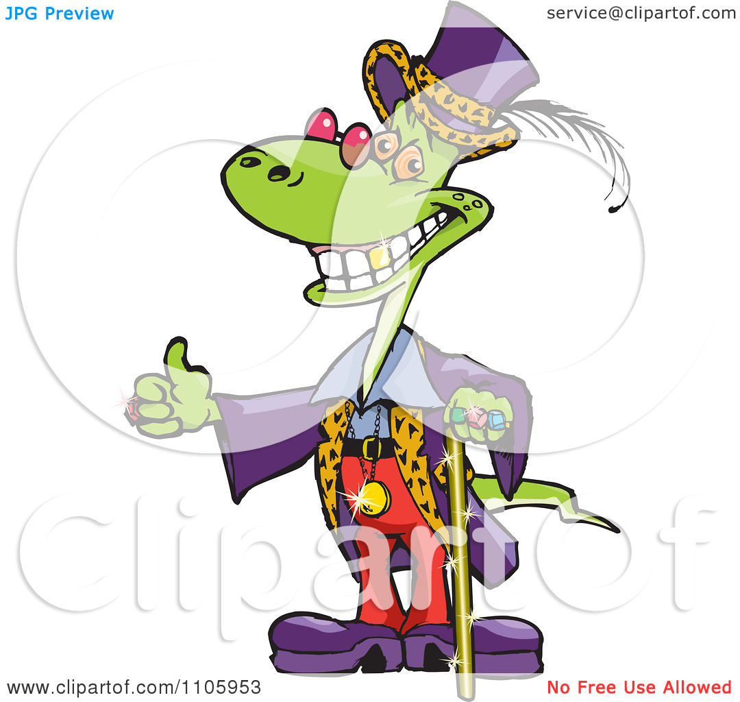Clipart Happy Lizard With A Gold Tooth Fancy Clothes And A Thumb Up