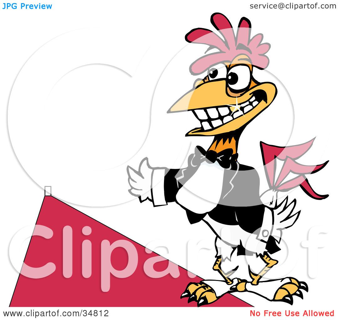 Clipart Illustration Of A Friendly White Rooster With A Gold Tooth
