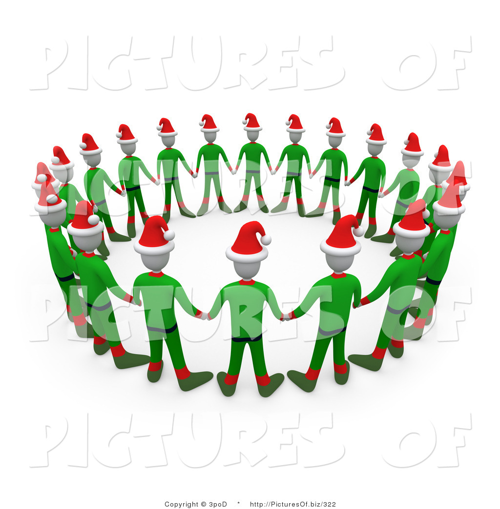 Clipart Of A Circle Of 3d Unity Christmas Elves By 3pod    322