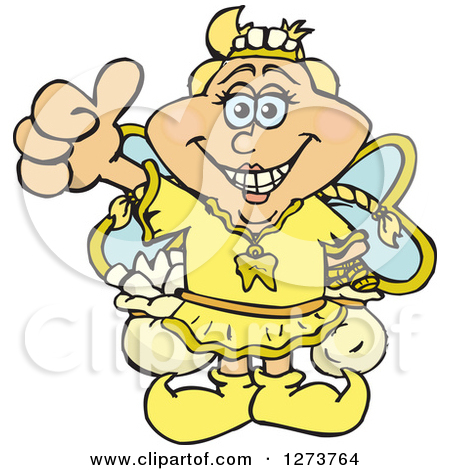 Clipart Of A Happy Tooth Fairy Peeking Over A Sign   Royalty Free