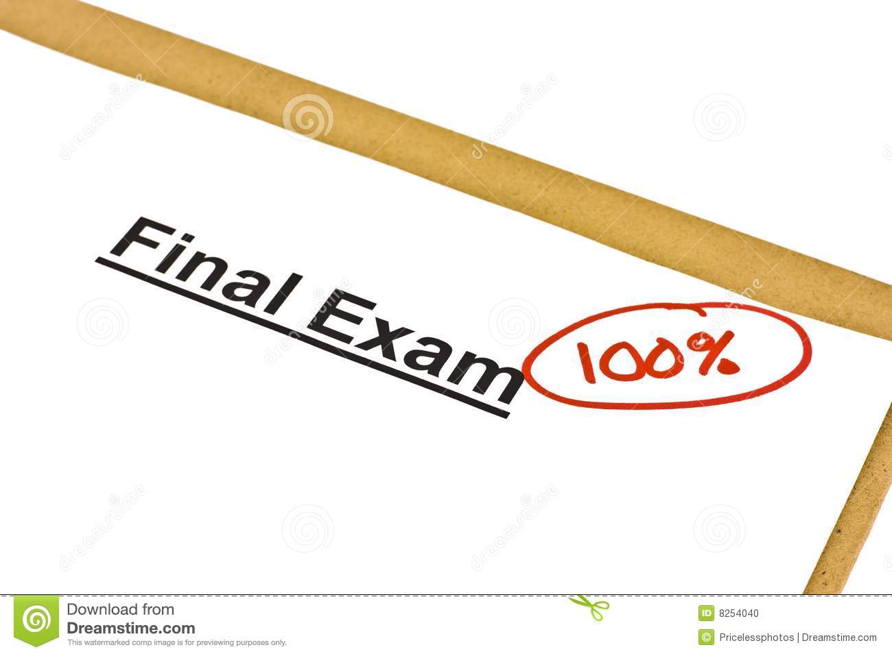 Final Exam Marked With 100  Isolated On White