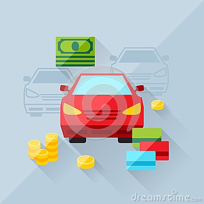 Illustration Concept Of Auto Loan In Flat Design Style