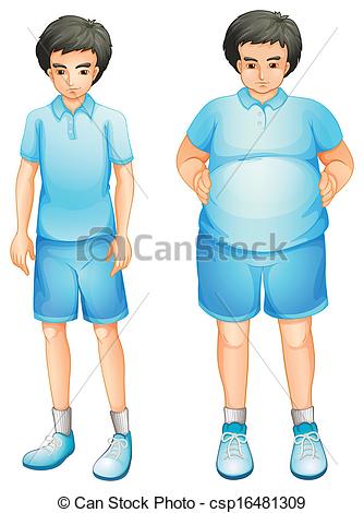 Of A Thin And A Fat Boy In A Blue Gym Uniform On A White Background