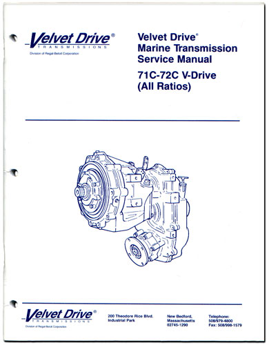 Service Repair Parts Manual Book For Velvet Drive V Drive Marine