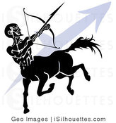 Silhouette Clipart Of A Black Silhouetted Centaur Shooting An Arrow