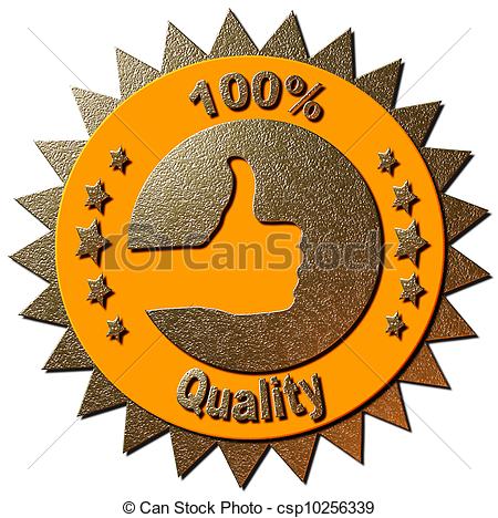 Thumbs Up And 5 Stars Declares 100  Quality On An Orange Background