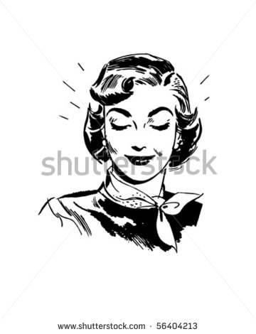 Beaming Woman   Retro Clip Art Stock Vector 56404213   Shutterstock