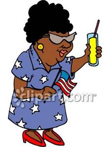 Black Woman Celebrating The Fourth Of July   Royalty Free Clipart