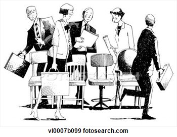 Business People Playing Musical Chairs View Large Clip Art Graphic