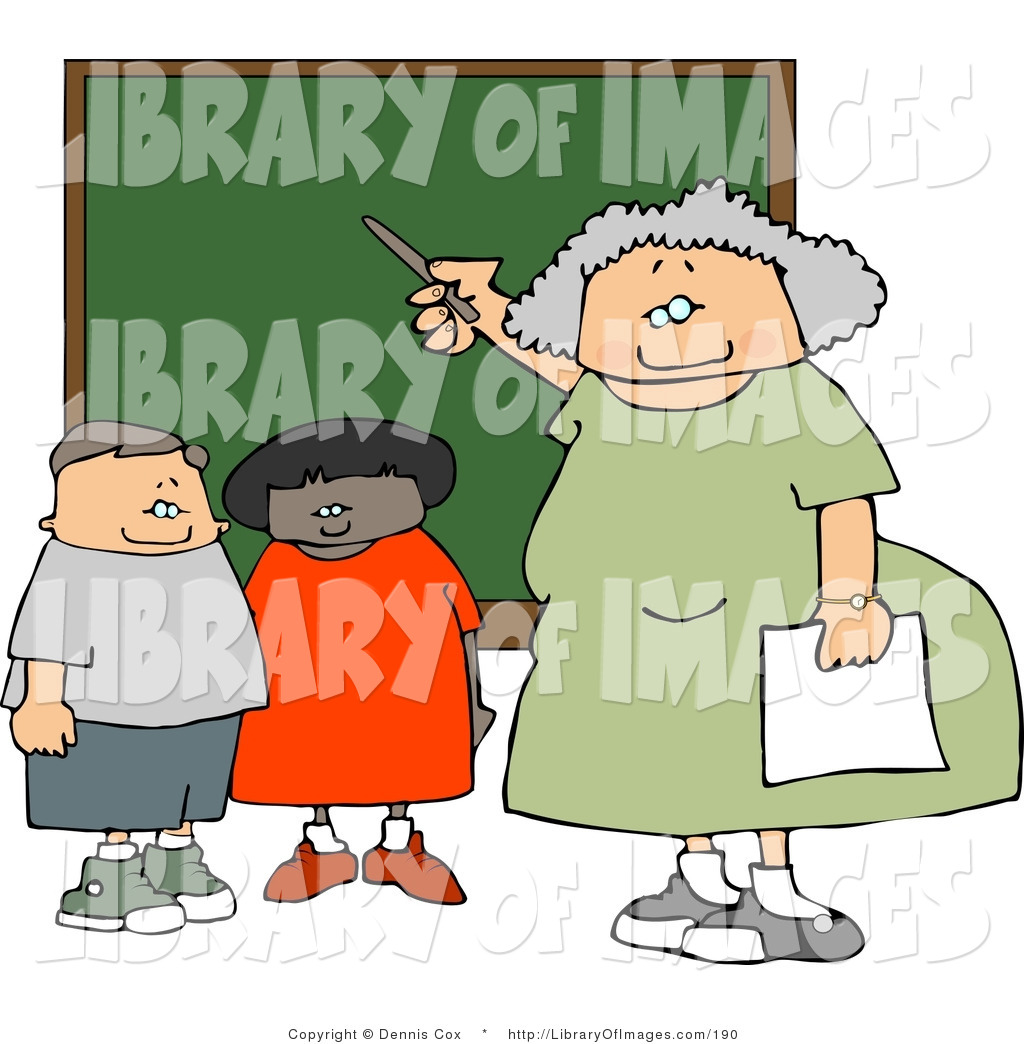 Clip Art Of An Elderly Female Elementary School Teacher Teaching