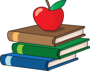     Clipart Image   Textbooks Or Schoolbooks With An Apple For Teacher On