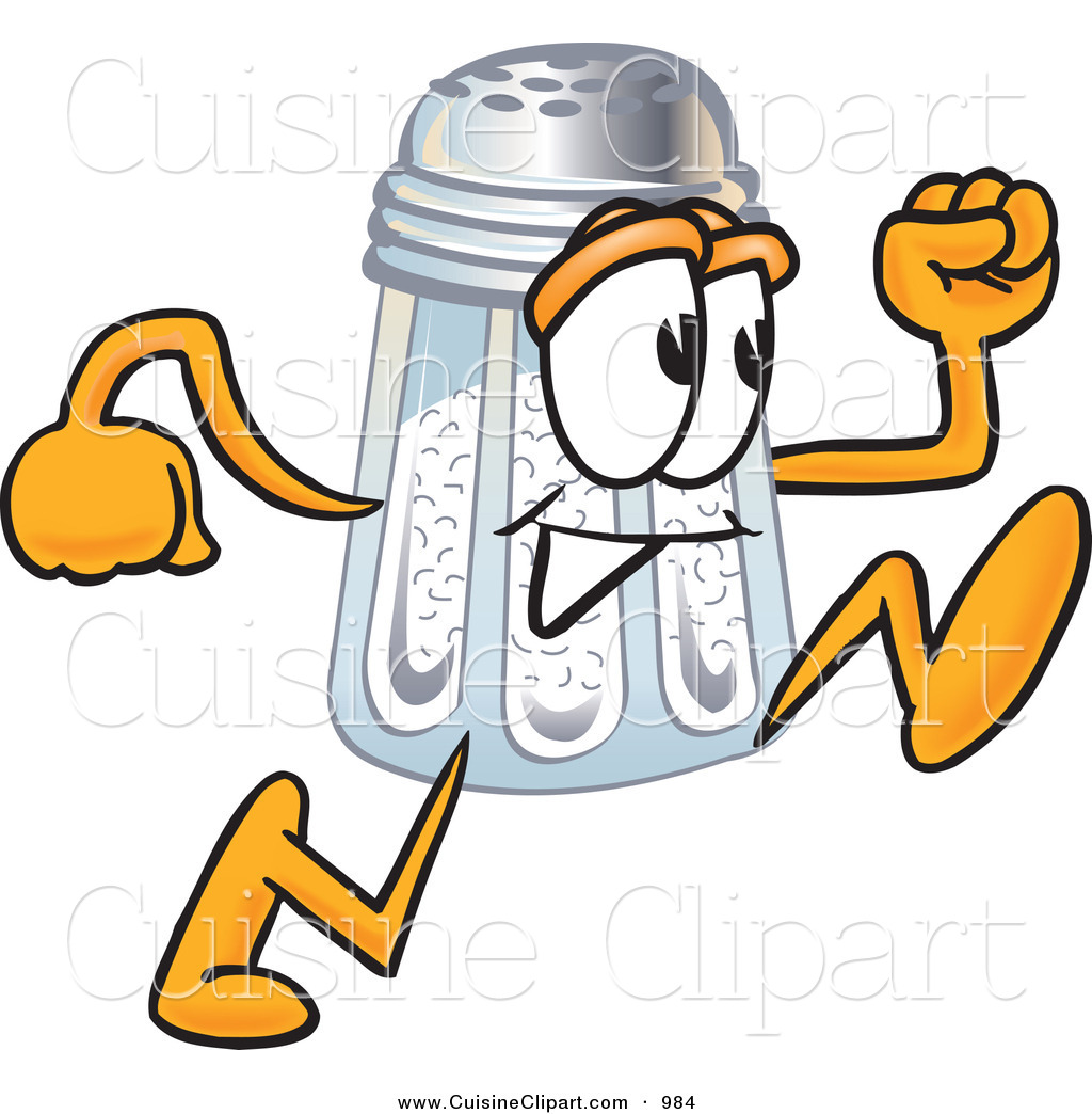 Cuisine Clipart Of A Cute Salt Shaker Mascot Cartoon Character Running    