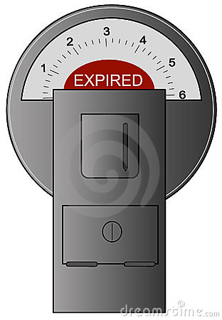 Grey Parking Meter With Red Expired Label Showing   Vector