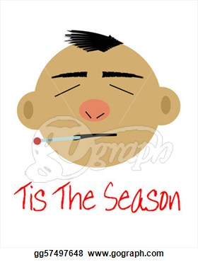Illustration Sick Face With Thermometer On White Illustration Clipart