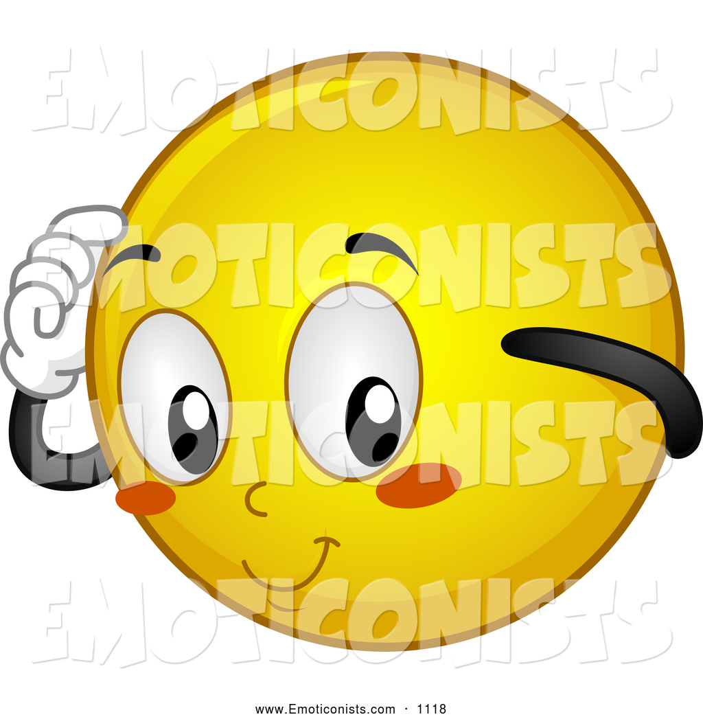Larger Preview  Clip Art Of A Shy Yellow Smiley Emoticon By Bnp Design