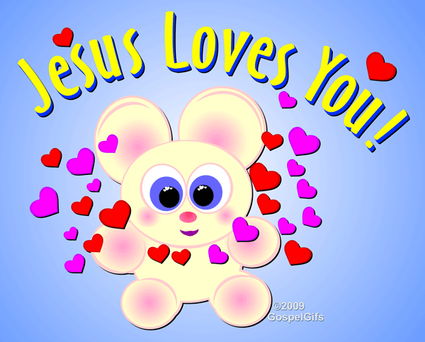 Mooky Says Jesus Loves You   Blue Background   Free Christian Clip