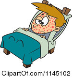 Of A Boy Sick With Measles Resting In Bed Royalty Free Vector Clipart