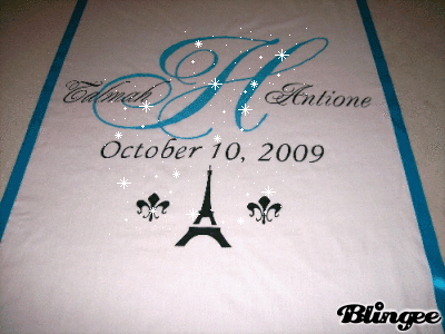 Paris Themed Wedding Aisle Runner Turquoise And Black Hand Painted    