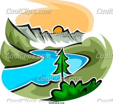 River Clipart Beautiful Scene With A River Sunset And Mountains
