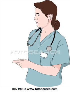Stock Illustration Of Standing Nurse Wearing Stethoscope Gestures As