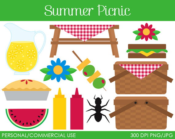 Summer Picnic Clipart   Digital Clip Art Graphics For Personal Or