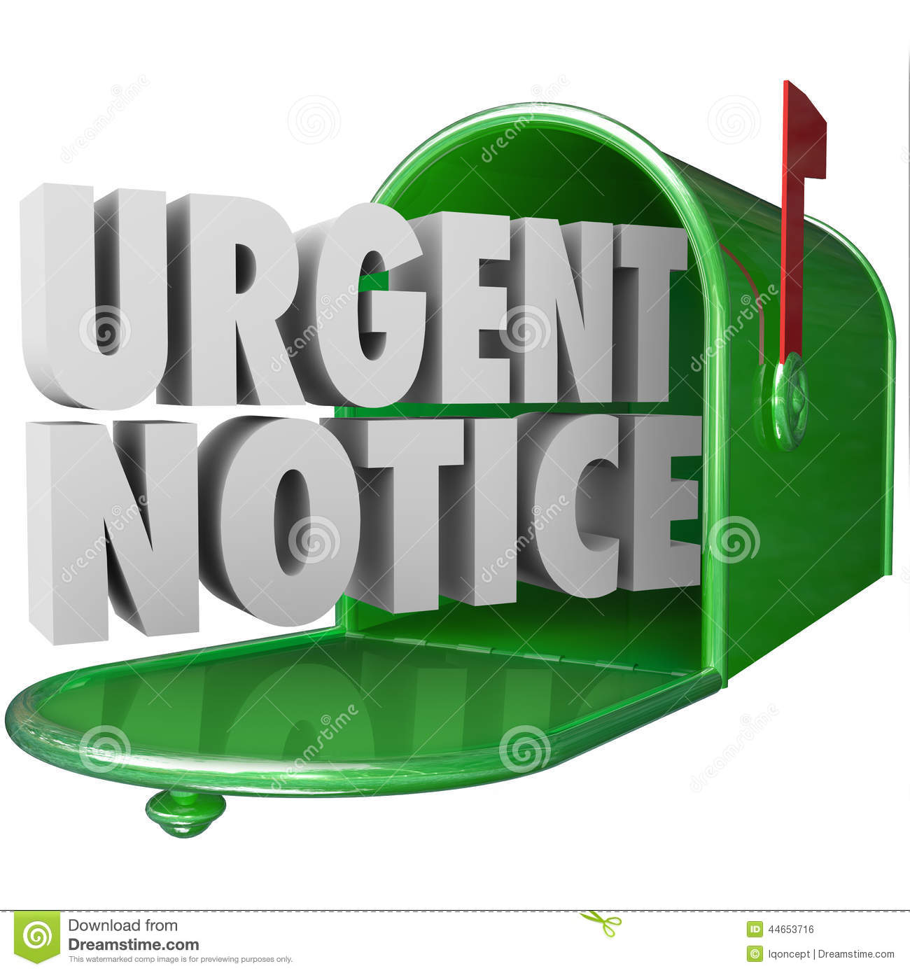 Urgent Notice Mail Critical Important Information Message Mailbo Stock