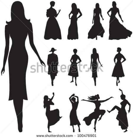 Vector Illustration Of Black Women Silhouettes   100476901