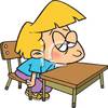Cartoon Of A Bored Little Girl Half Asleep At Her Desk Clipart Image