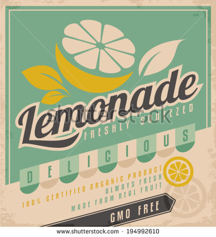 Cold Lemonade  Vintage Label For Gmo Free Organic Fruit Product  Food    