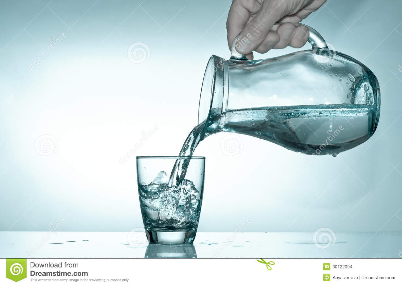 Filling The Glass From A Pitcher With Water Stock Images   Image