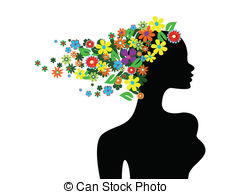 Girl With Flowers In Hair   Beautiful Girl With Flowers In   