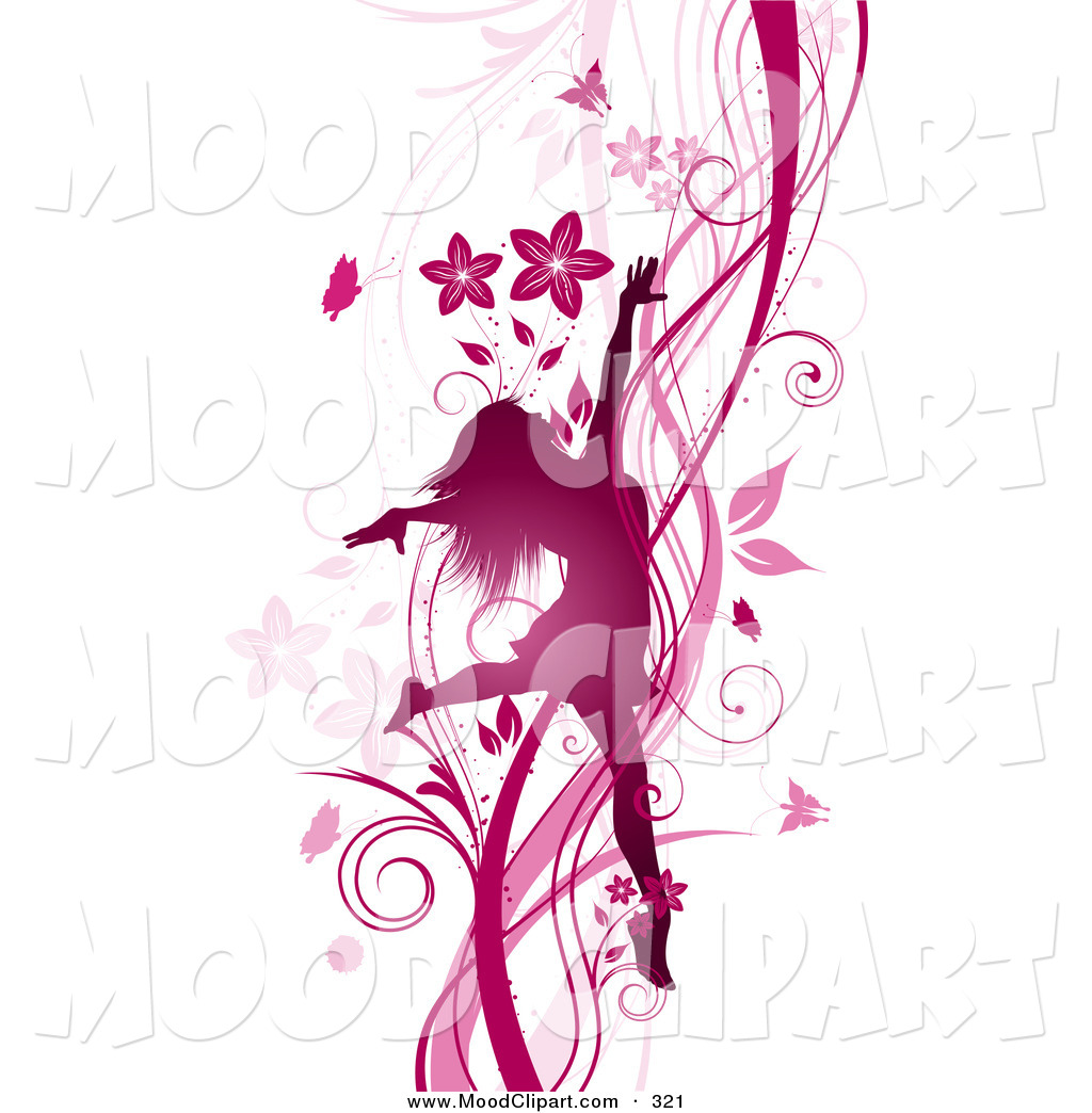 Larger Preview  Mood Clip Art Of A Silhouetted Pink Dancing Woman