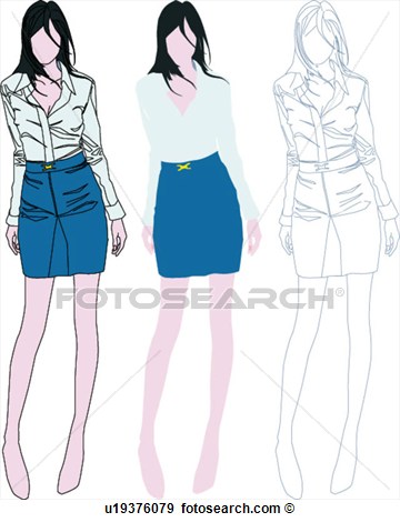 Leg Woman Skirt Standing Fashion Suit Computer Graphic View
