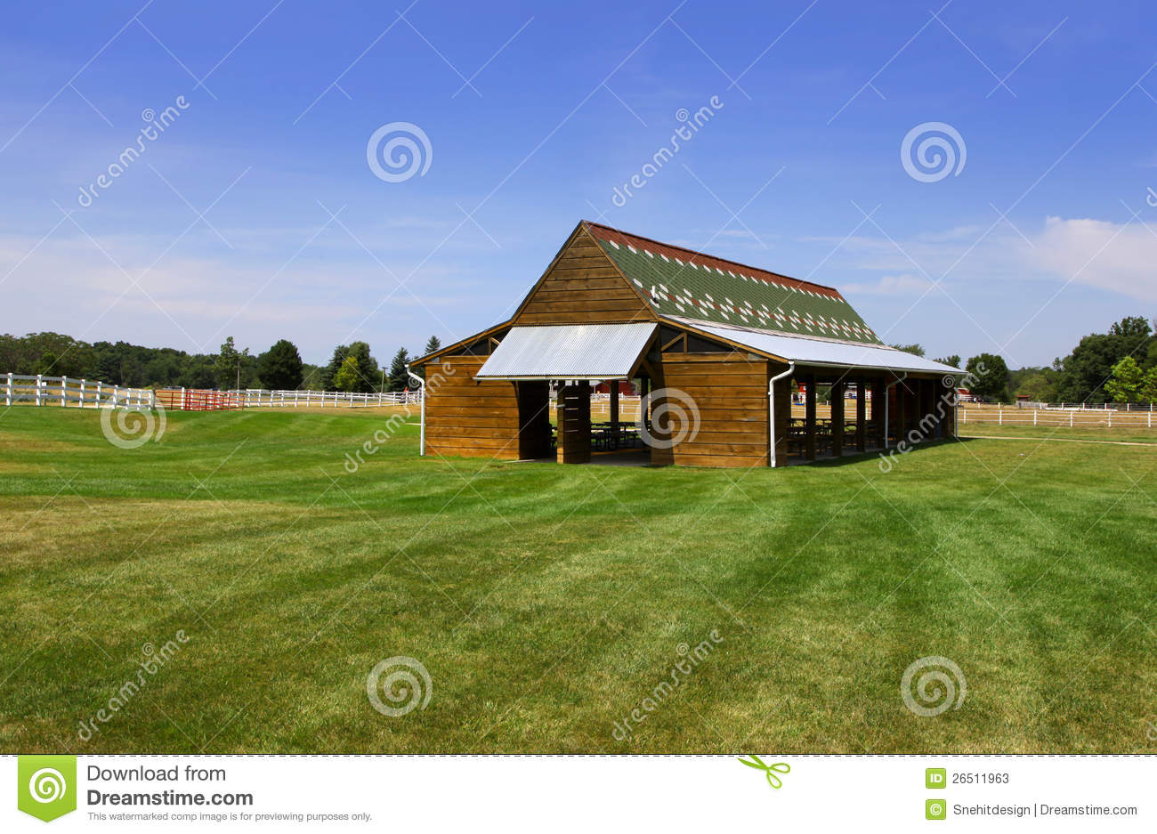 Picnic Shelter In The Middle Of A Meadow