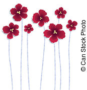 Red Flowers   Flowers Made Of Torn Paper Vector Eps8   