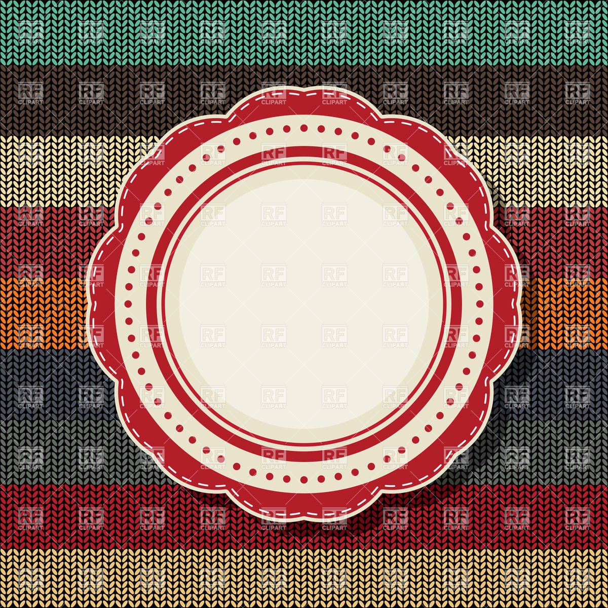 Round Vintage Label Over A Knitted Background 26842 Download Royalty