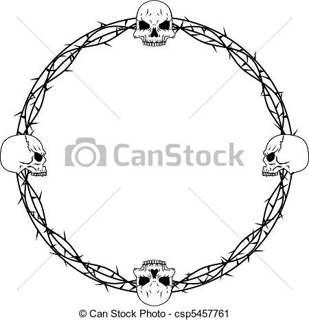 Vector Clip Art Of Skull And Thorn Border   Skulls And Thorn Vines