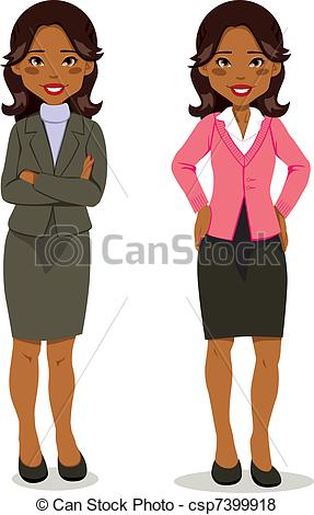 Vector Of Black Executive Woman   Black Executive Woman In Skirt Suit    