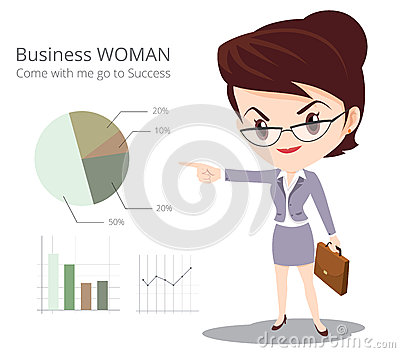 Vector Of Business Woman Character Look So Smart Pointing Graph Go To    