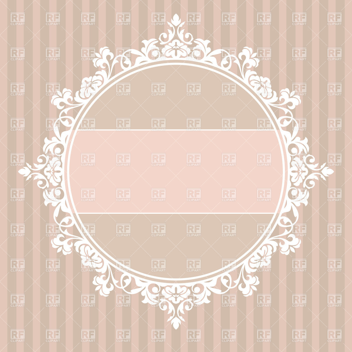 Vintage Frame With Lace Edging On Striped Background Download Royalty