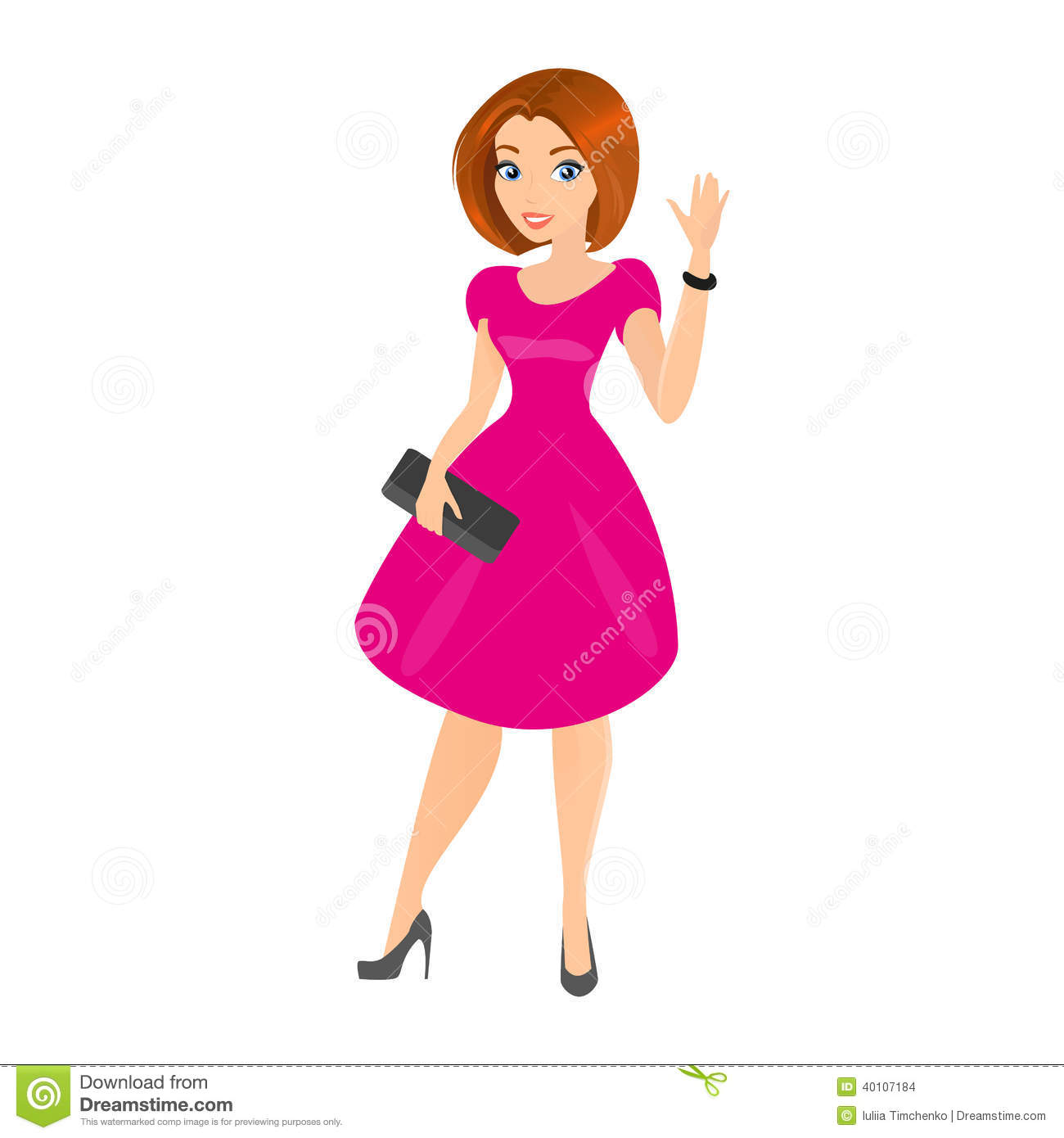 Young Smiling Pretty Woman Is Wearing Little Black Dress  Contains