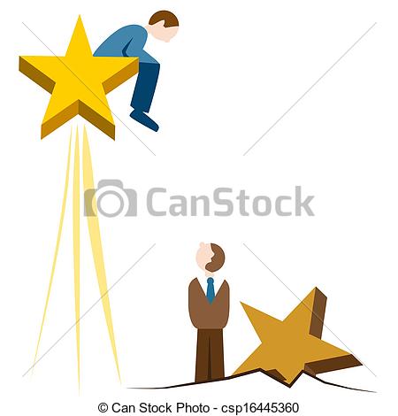 An Image Of A Man Rising Up On A Star Csp16445360   Search Clipart