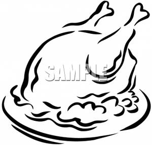 Black And White Turkey Clip Art Image 