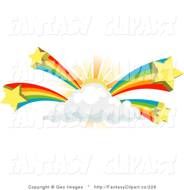 Clip Art Of Rainbows Bursting From A Rising Sun Behind A Cloud By Geo    