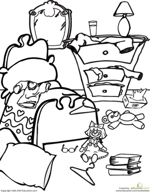 Color The Messy Room   Coloring Page   Education Com